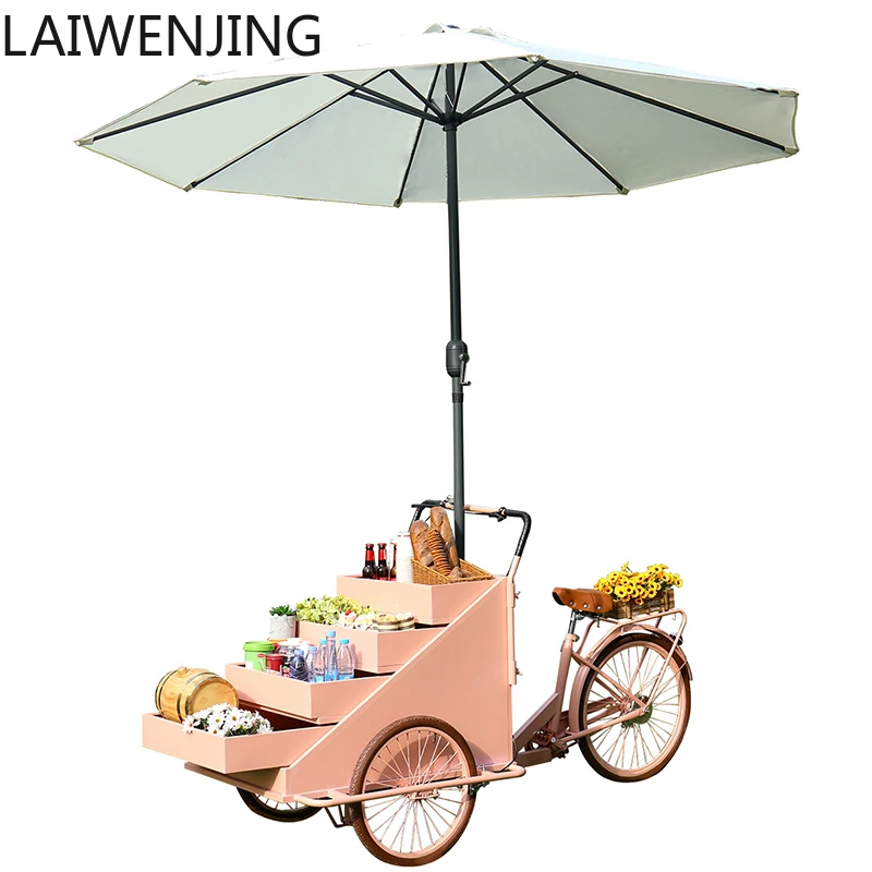 

HLZ flower shop stall float night market can ride upside down donkey mobile tricycle stall display car