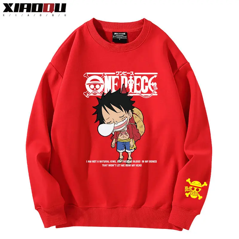 One piece Luffy Anime Peripheral Hooded Sweatshirt for Men and Women Autumn and Winter New Style Long Sleeved Upper Garment