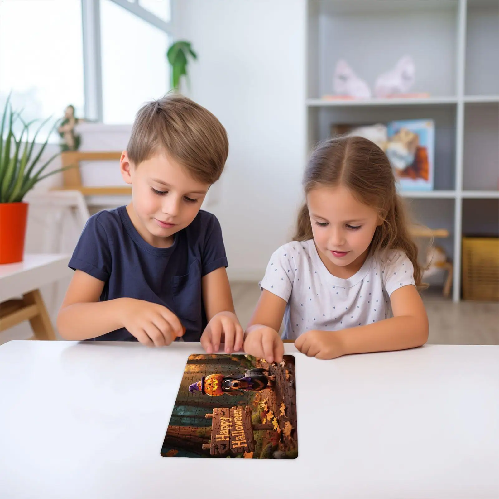 Puzzle Halloweenowe 130 Elementów Puzzle z Dynią i Zwierzętami Zabawna Gra na Halloween Dekoracje Świąteczne Aktywności dla Dzieci i Dorosłych