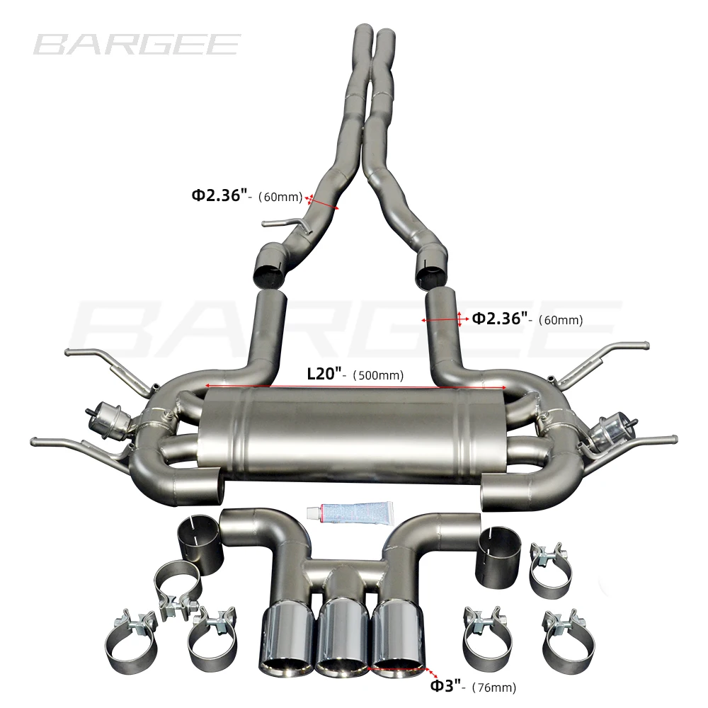 for  Bargee performance Stainless Steel 304 Exhaust Pipes For Jaguar F-TYPE 3.0T 2017-2021 car exhaust tail pipe Catback Exhaust