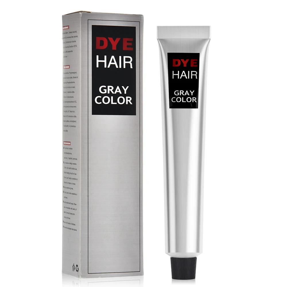 Gray Color Hair Dye Cream 100ml Unisex Smoky Gray Punk Style Light Grey Silver Permanent Hair Dye Color Cream Unisex Hair Creams