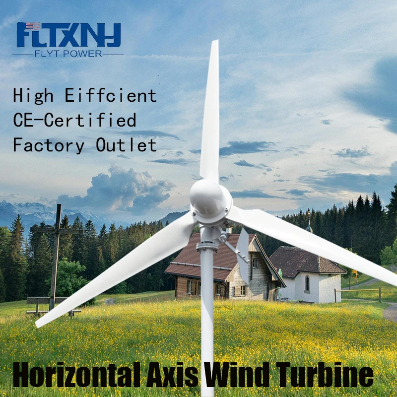 

High Efficiency 5KW 10KW 48v 96v 3Phase Alternator Electrical Horizontal Wind Turbine Generator Complete Set For Home