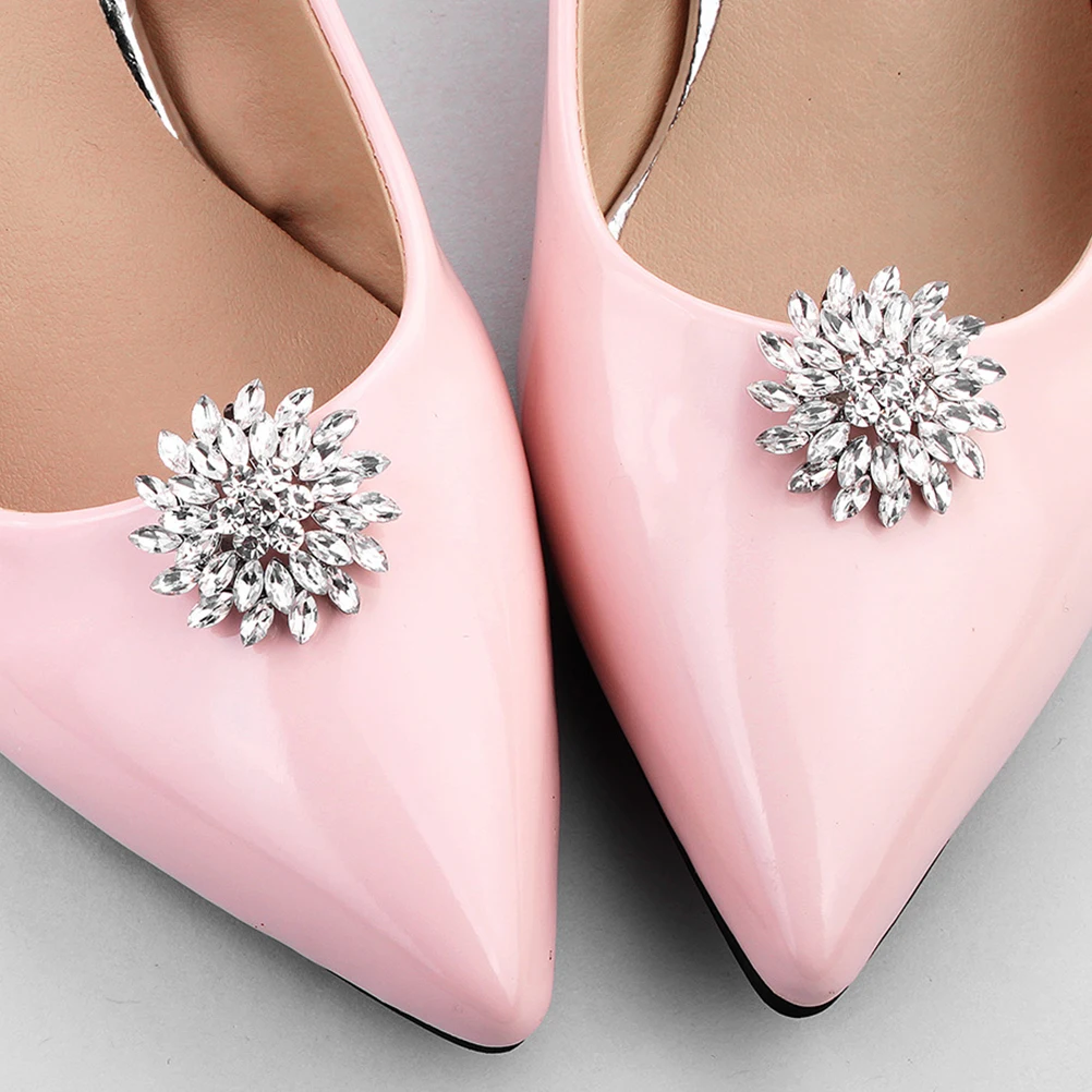 

1 Pair Shoe Buckle For Women Sunflower Design Silver Durable Shoe Clip Accessory Decorative Fastener For Flats Boots Sandals