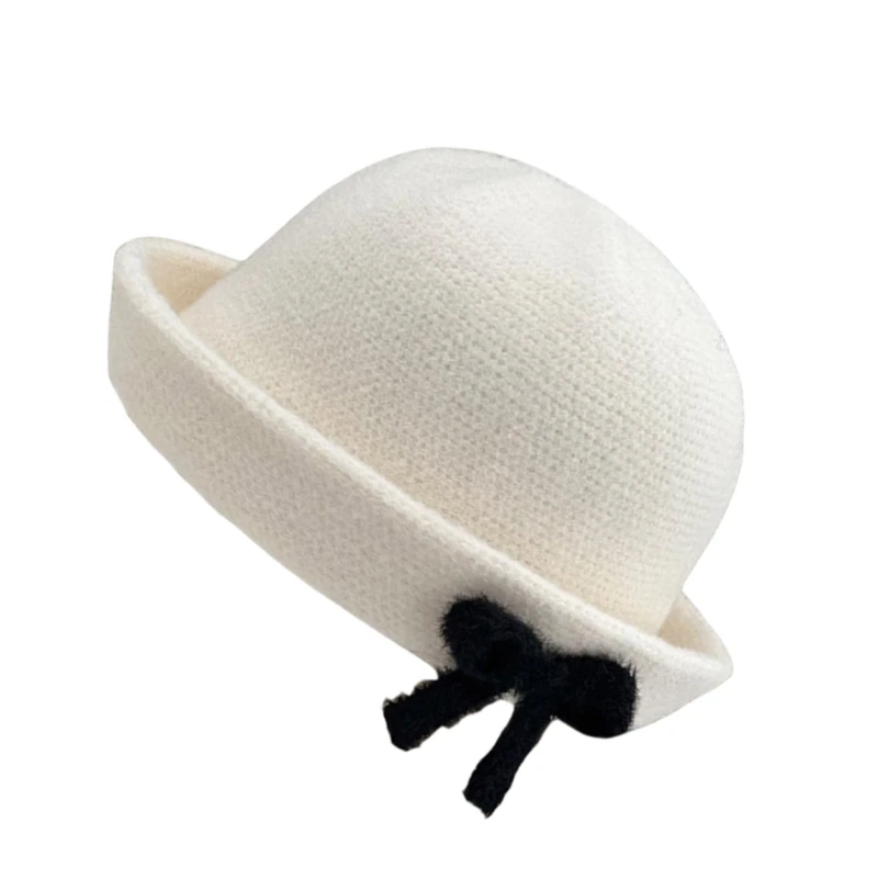 Women Bowknot Fisherman Caps Winter Autumn Warm Windproof Caps Outdoor Bucket Hat image 3