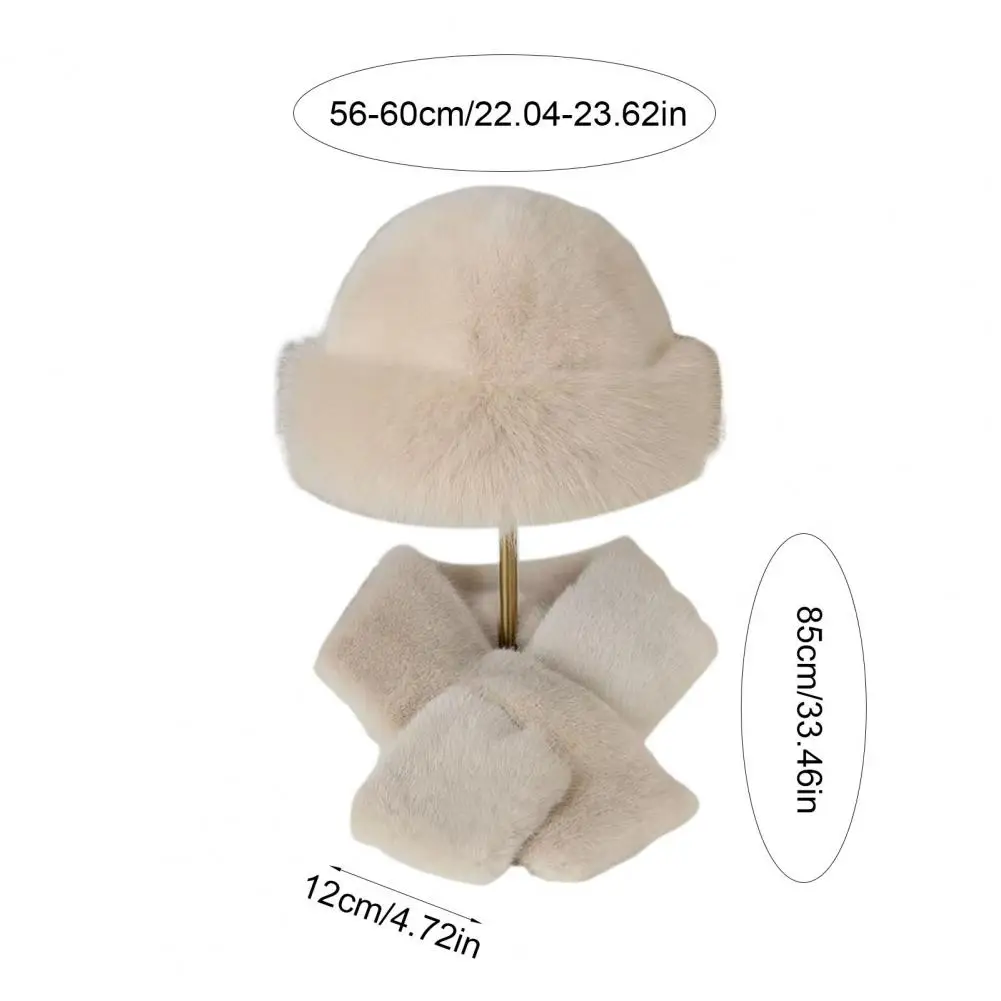 

Зимний комплект шапки, шарф, комплект, уютная зимняя нечеткая шапка, шарф, комплект для женщин, воротник из искусственного меха, утолщенный для погоды