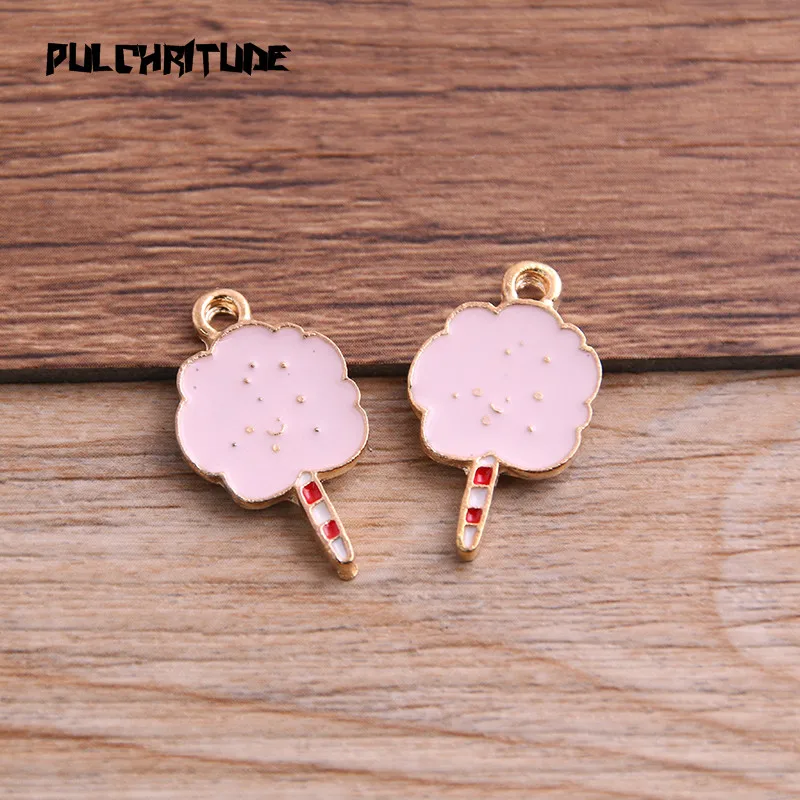 6Pcs 14*24mm Alloy Metal Drop Oil Pink Marshmallow Charms Pendant For DIY Bracelet Necklace Jewelry Making