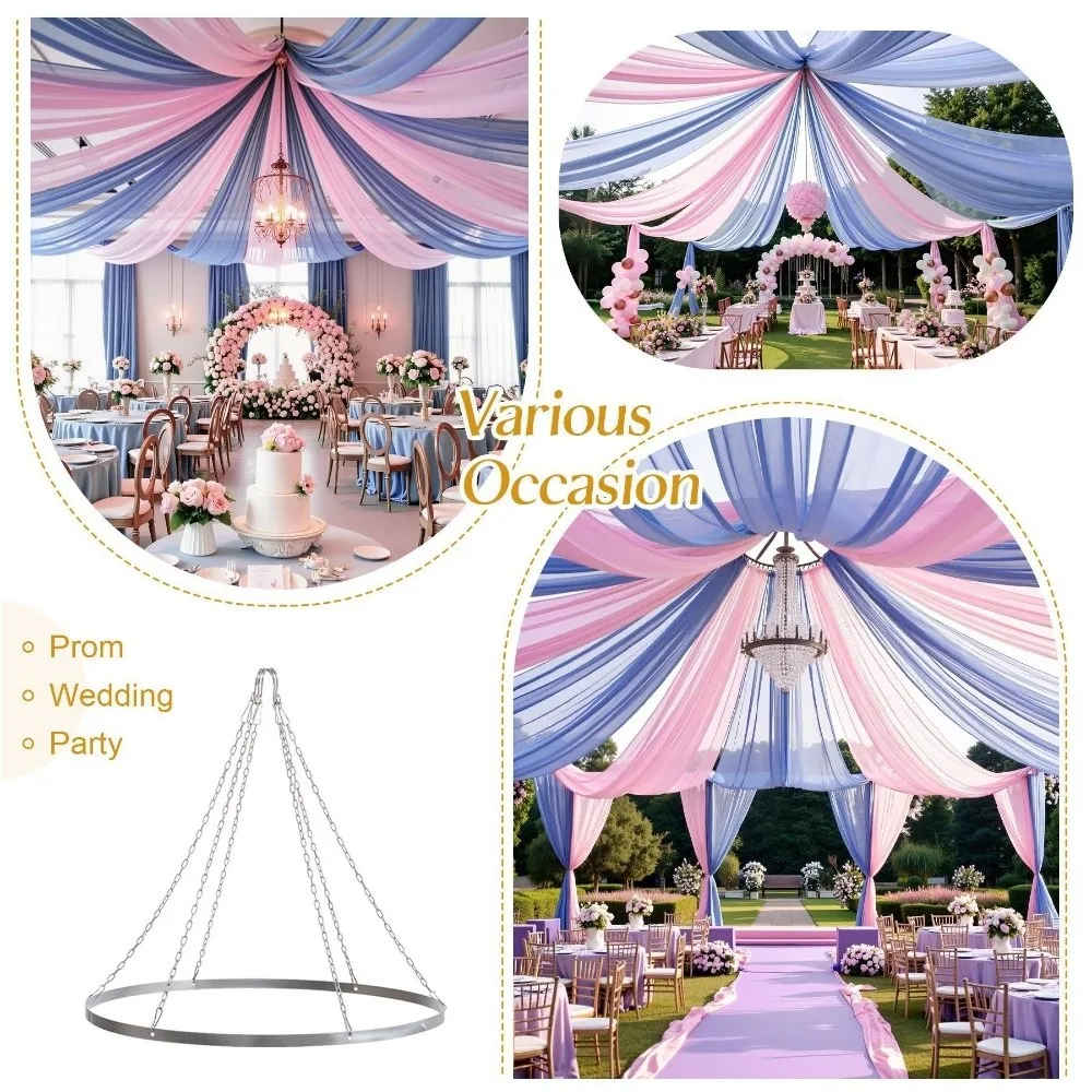 Metal Ceiling Drapes Hanging Hoop Kit Anti-Rust DIY Curtains Hanging Ring Bracket Detachable Chain Iron Art