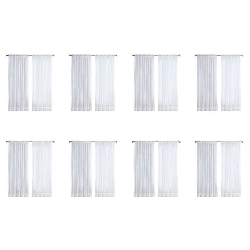 A96Q-16Pcs Super Soft Great Hand Feeling Tulle Curtains For Living Room Decoration Modern Veil Chiffon Solid Sheer Voile