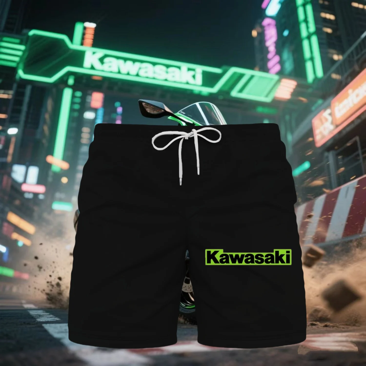 

2025 Kawasaki Men Shorts Kawasaki Motorcycle Outdoor Sports Quick-Drying Breathable Shorts Summer Man Running Oversized Shorts 2