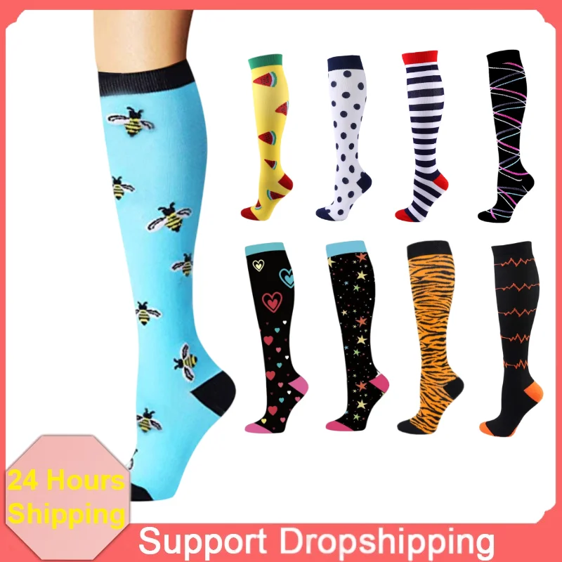 15-20 MmHg Compression Socks for Women Men Knee High Socks Circulation Nurses Running Travel Flight Pregnancy Edema Sports Socks