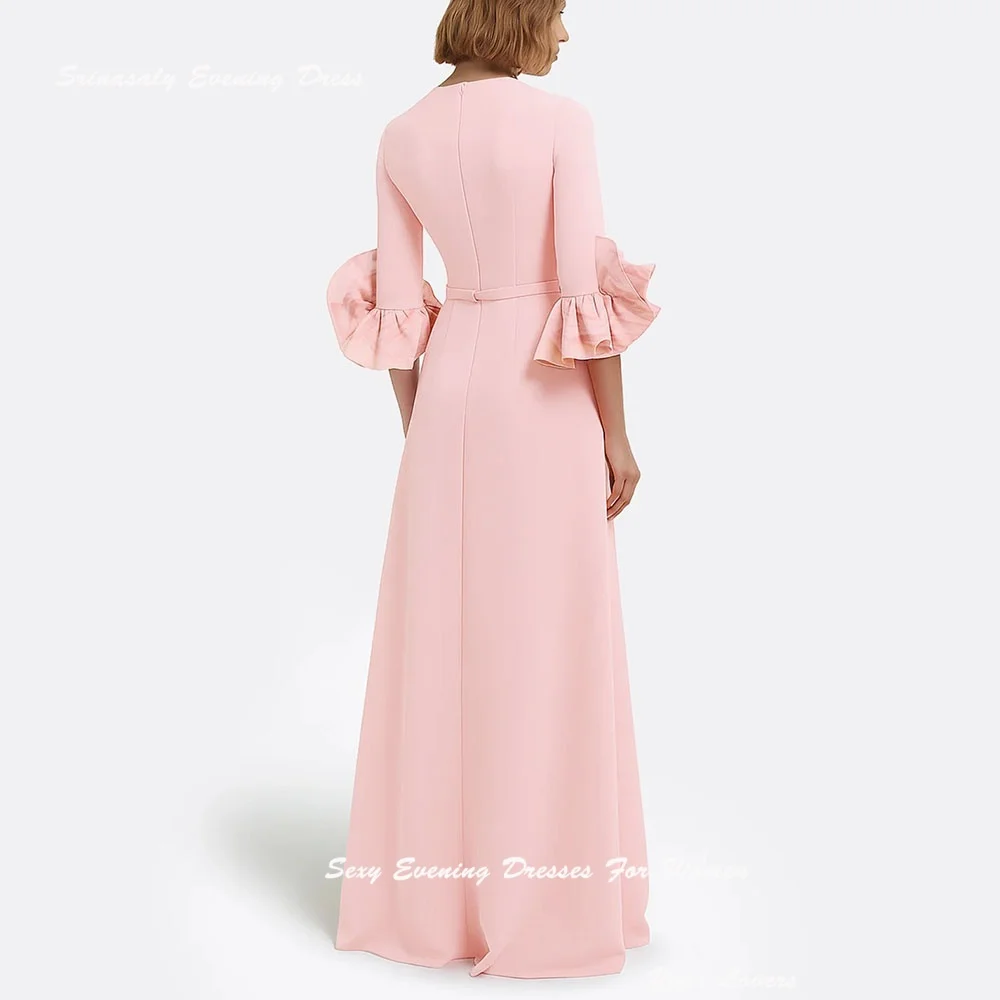 Crepe Evening Dresses For Sexy Women Formal Cocktail Dress فساتين سهرة Floor-length O-Neck A-line Prom Party Gowns