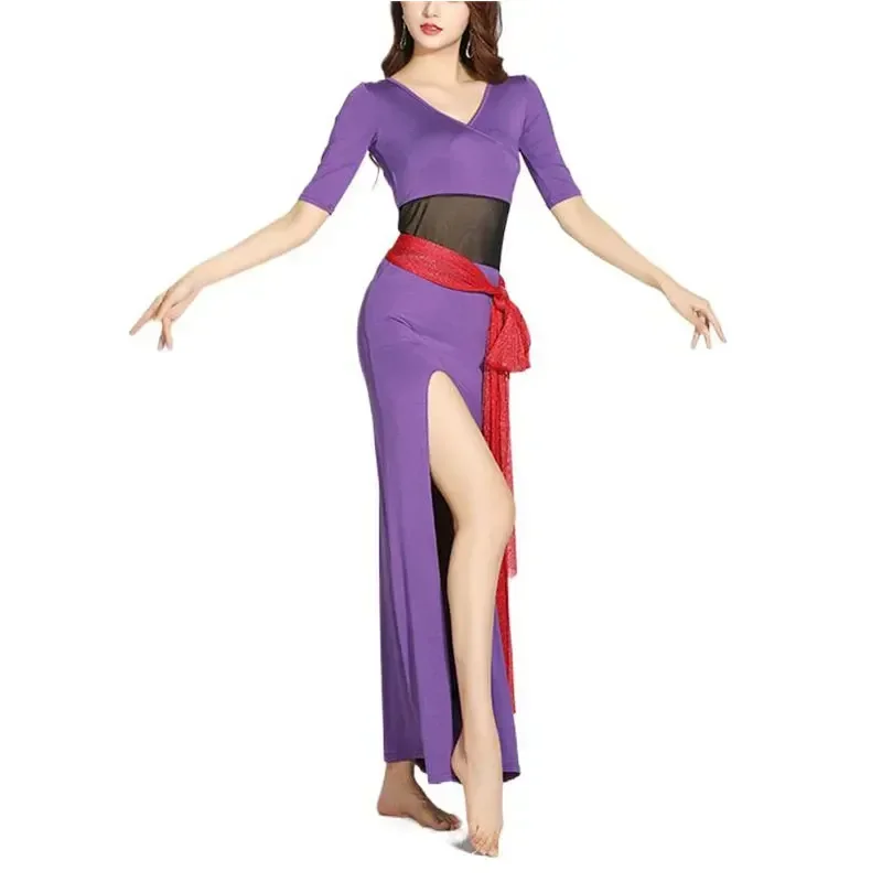 Women Oriental Belly Dance Dress Dancing Lesson Wear Elegant Adult Bellydance Practice Dancewear Spilt Skirt Outfit Clothings