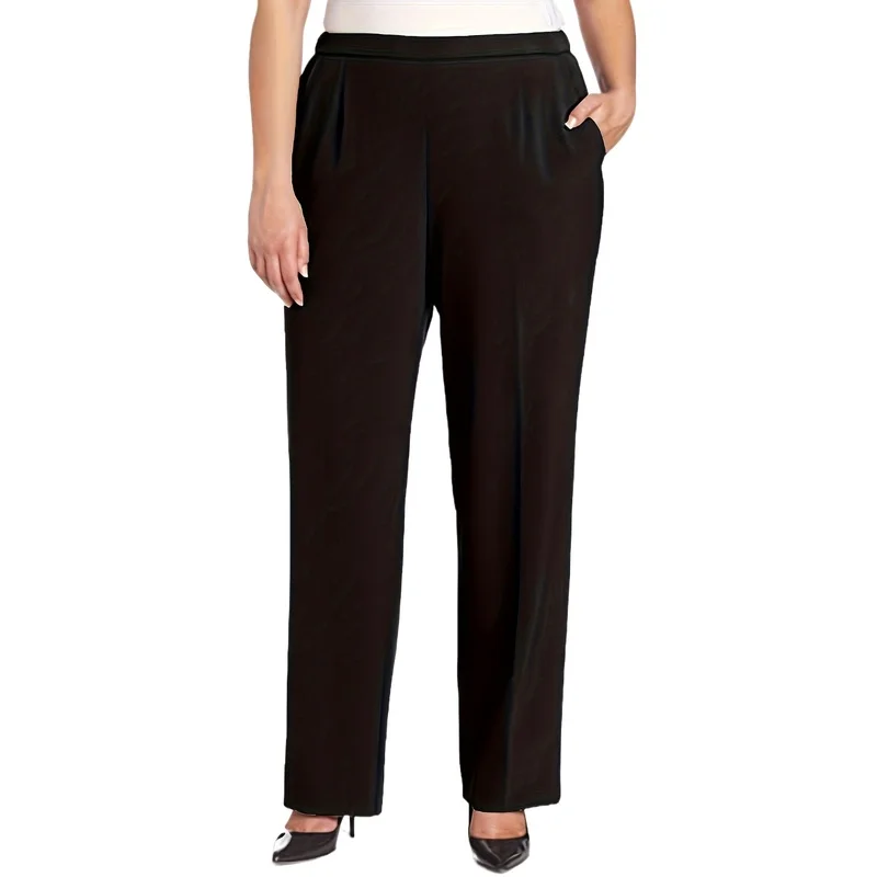 

2026 Минималистичные шикарные прямые брюки для женщин с эластичным поясом, облегающие, черные, для офиса и повседневной носки