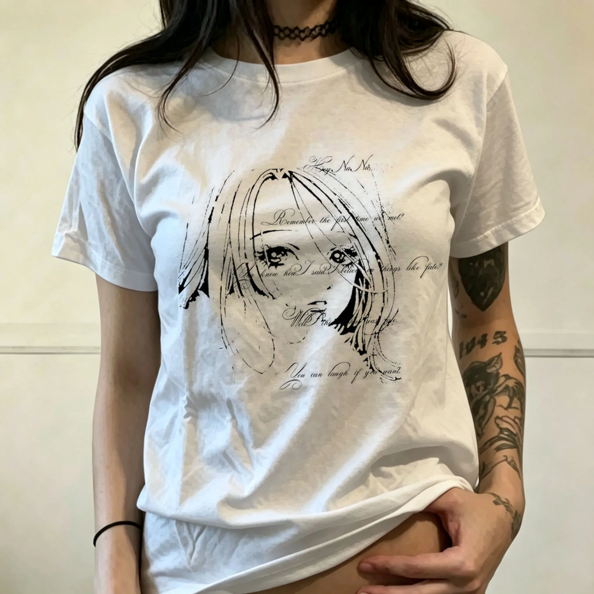 Vintage Nana Osaki Anime T-Shirt for Men Women Death Metal Theme Design Harajuku Y2K Trendy Vintage Casual Streetwear Tee Tops