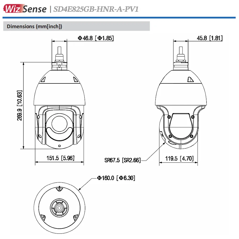 Dahua Original SD4E825GB-HNR-A-PV1 5-125mm 8MP 25X TiOC WizSense Full-color Network PTZ Camera Light Sound Warning Auto Tracking