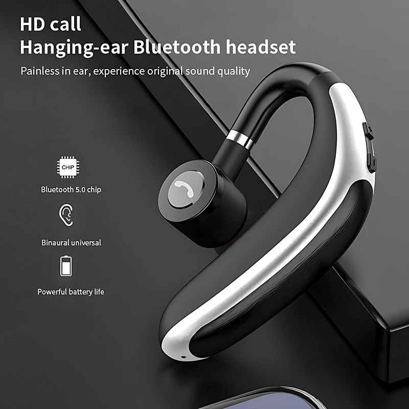VAORLO Wireless Bluetooth Headset With HD MIC Earphone 180° Rotatio Left/Right Ear Universal For Business Sport Music Driver Car