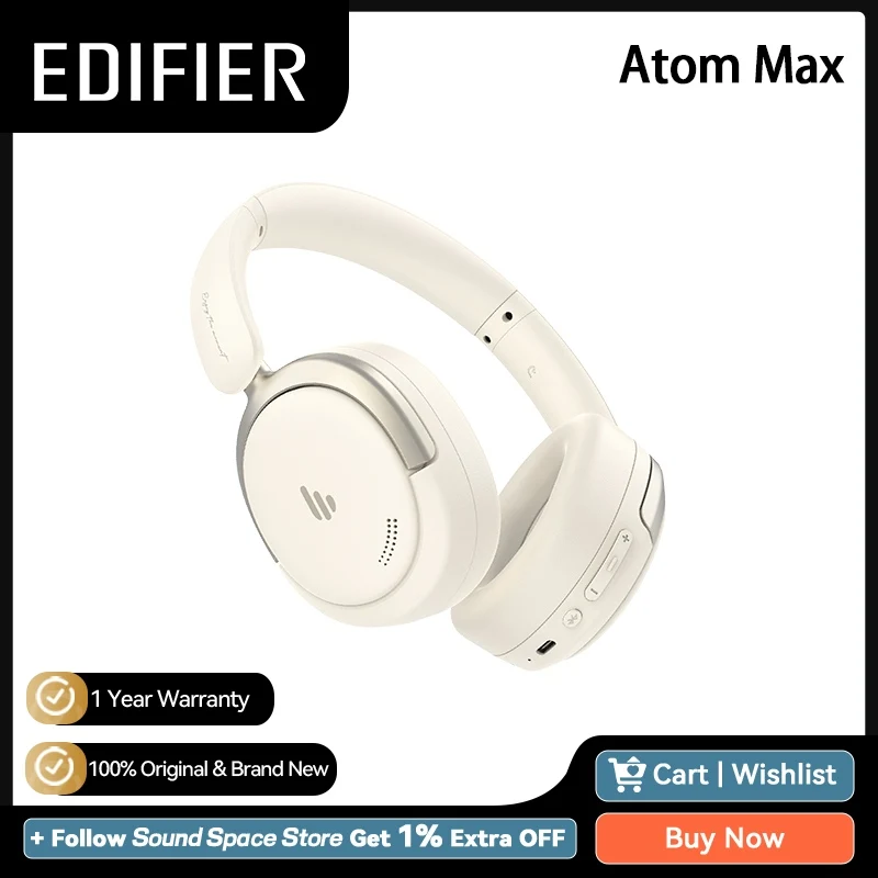 

Накладная гарнитура Edifier Atom Max Беспроводные наушники с активным шумоподавлением Hi-Res Audio Bluetooth V5.4