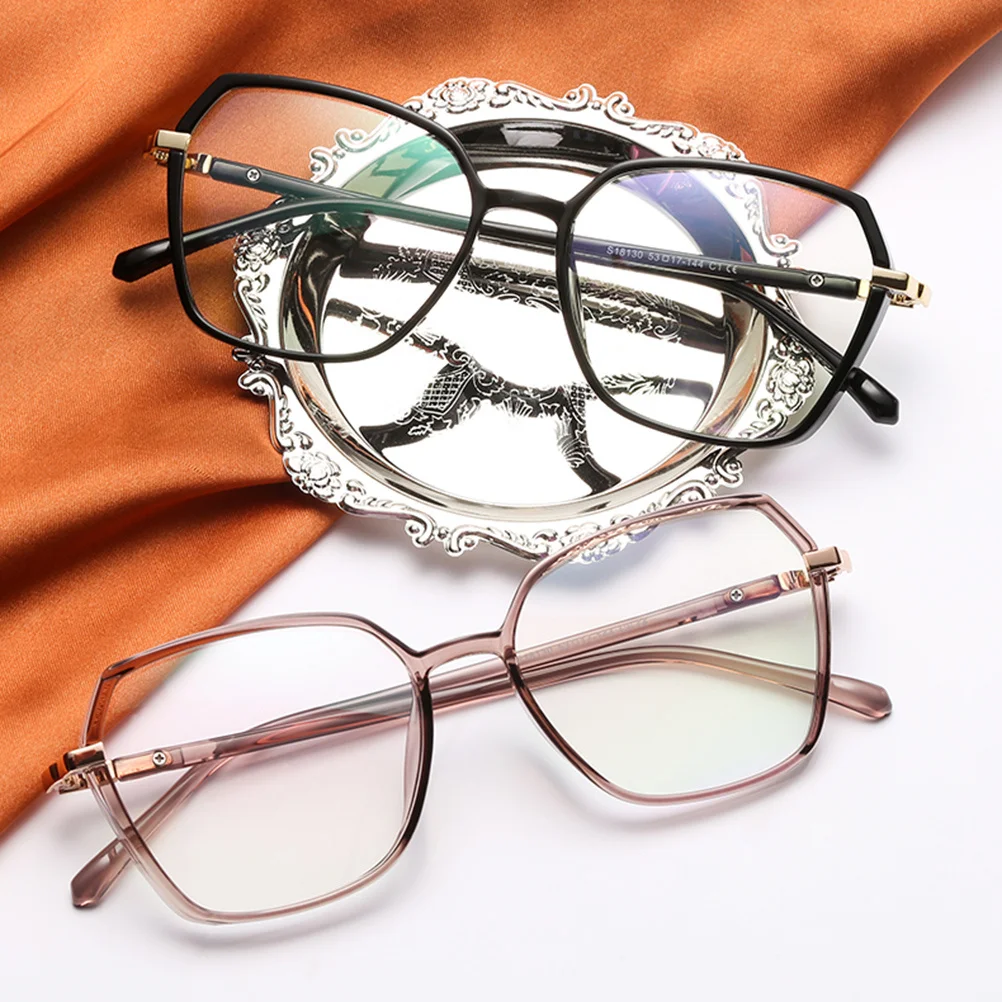 

1 Pair Anti-Blue Light Glasses Metal Frame Polygonal Design For Long Screen Use Unisex Eyewear Home Office School
