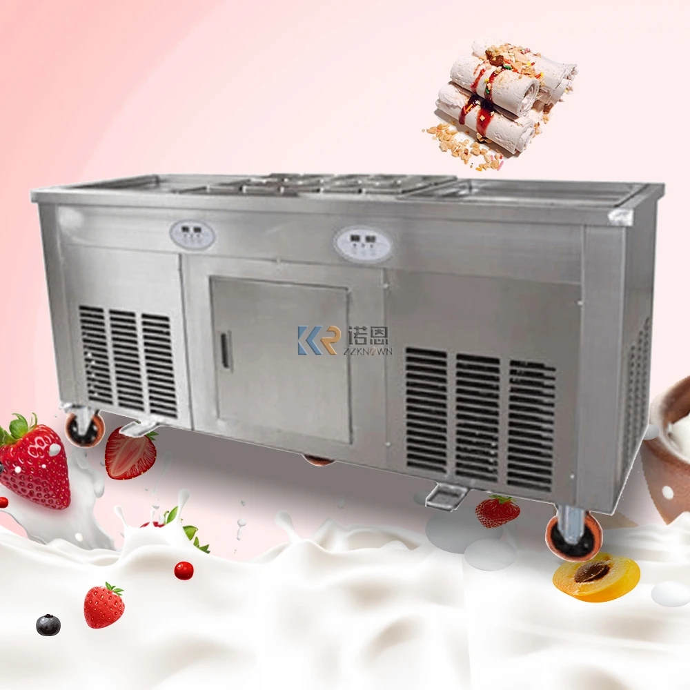 

Electric Rolled Fried Ice Cream Machine with Big Round Flat Pan Frying Ice Gelato Yogurt Milk Fruit Roller Machine