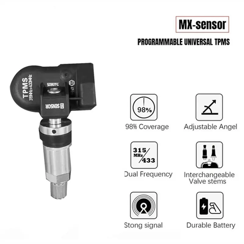 NEW HOT in Stock-Maxitpms Tire Pressure Sensors 12Pcs Programmable 315MHZ+ 433Mhz 2 In 1 For Autel Tool TS408 TS508 ITS600 MX