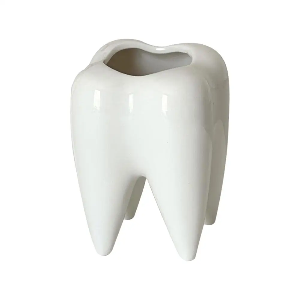 Imagem -04 - Engraçado Dente Forma Cerâmica Pen Holder Bonito Lápis Titular Branco Mesa Acessórios Secretária de Odontologia Dentista M2b3