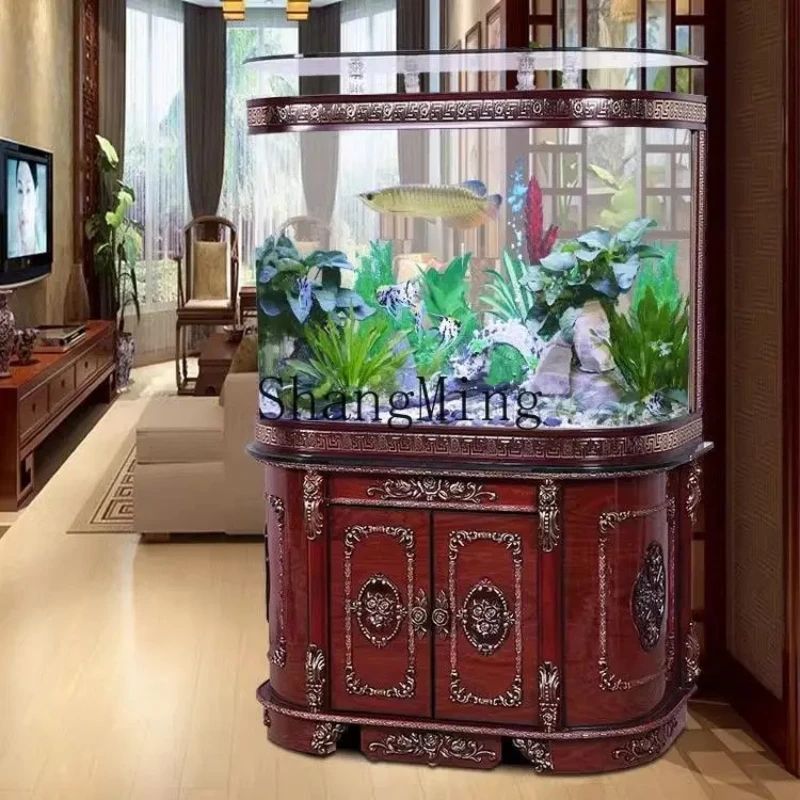 

SM household fish tank back filtration dry and wet separation arc integrated ecological aquarium without change