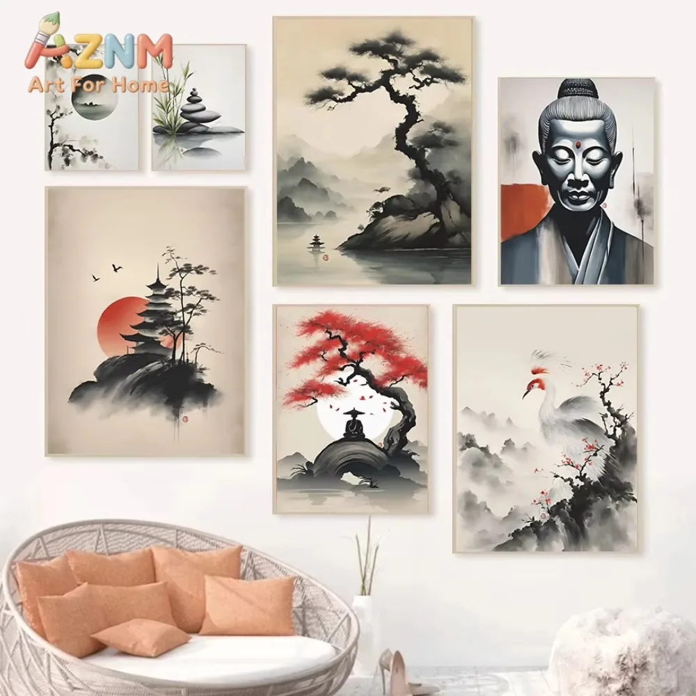 

1pc Japandi Minimalist Zen Posters Japanese Artwork Prints Canvas Painting Wall Art Pictures Modern Trendy Home Room Decor