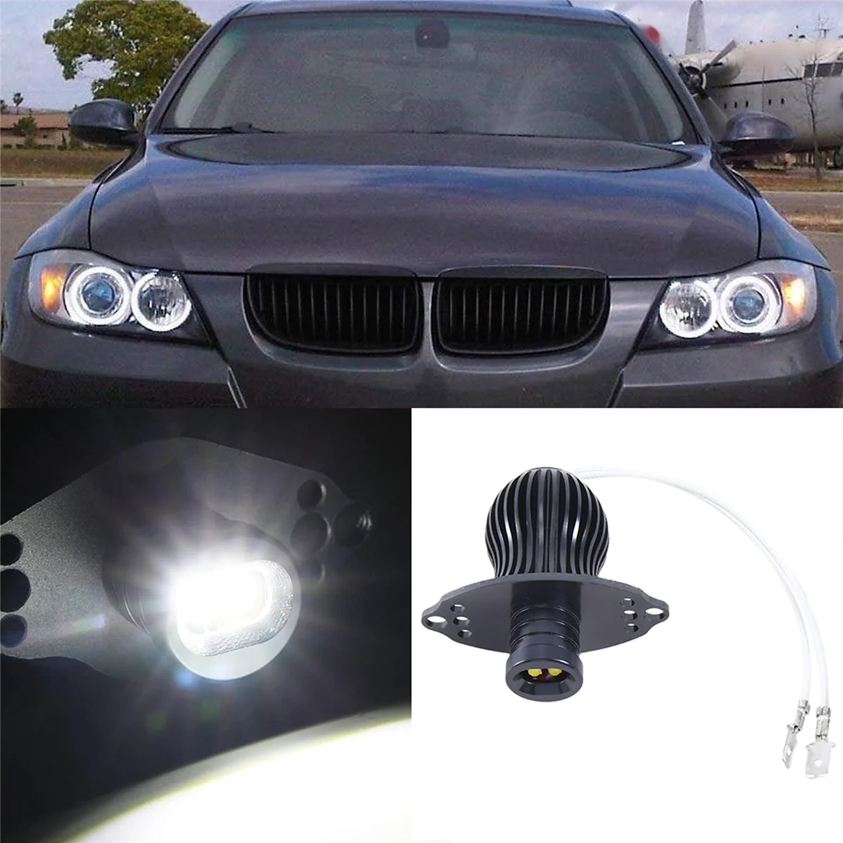 2PCS LED Angel Eye Marker Bulbs 20W Xenon White High Power LED Light for BMW E90 3 Series 2006-2008