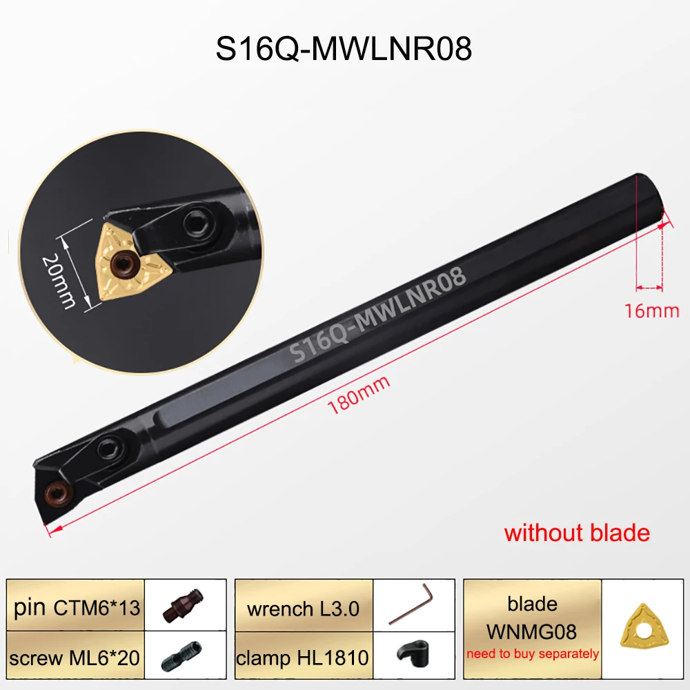 S16Q-MWLNR06 S20R-MWLNR08 S16Q-MWLNR08 S16Q-MWLNL08 MWLNR08 S25S-MWLNR08 Lathe cutter CNC Turning tool Holder Carbide