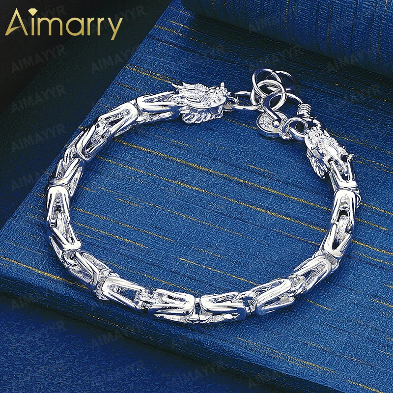 925 Sterling Silver Domineering Carved Double Dragon Head Bracelet for Men's Banquets and Weddings High-quality Fashion Jewelry