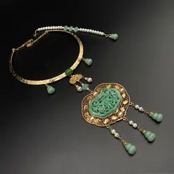 Vintage Chinese Ming Dynasty Hanfu Pendant Torque Necklace Christmas Gift