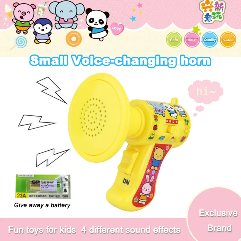 Altifalante portátil com mudança de voz para crianças, altifalante infantil, chifre divertido, educação infantil, brinquedo, instrumentos musicais, presente infantil