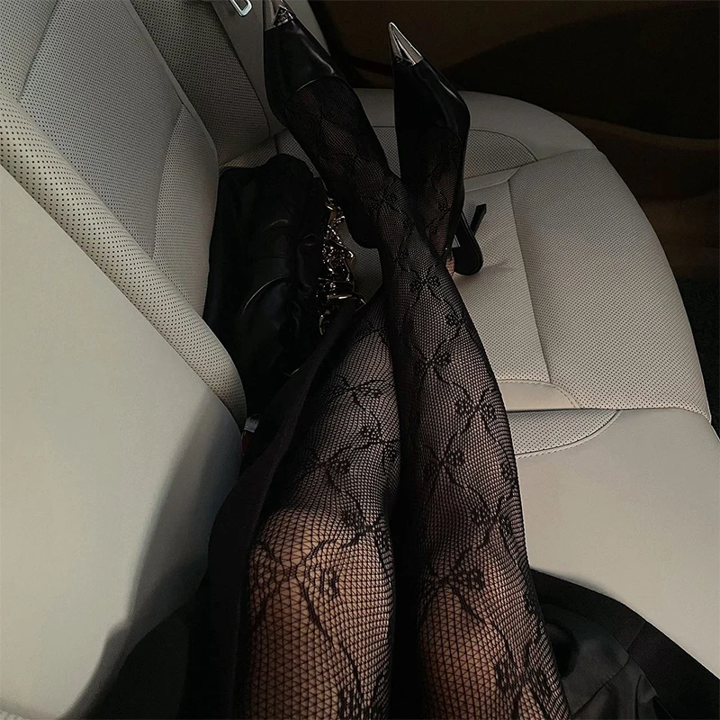 Kave Classic Lolita Hollowed Out Lace Mesh Stockings Bottomed Pantyhose Japanese Lolita Retro Butterfly White Stocking 2024