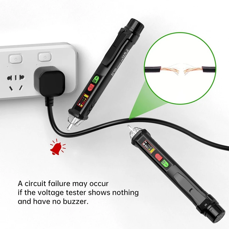 Voltage Tester With LED Digital Display, Dual Range 12-1000V AC/48-1000V AC, Non-Contact Electrical Tester Pen