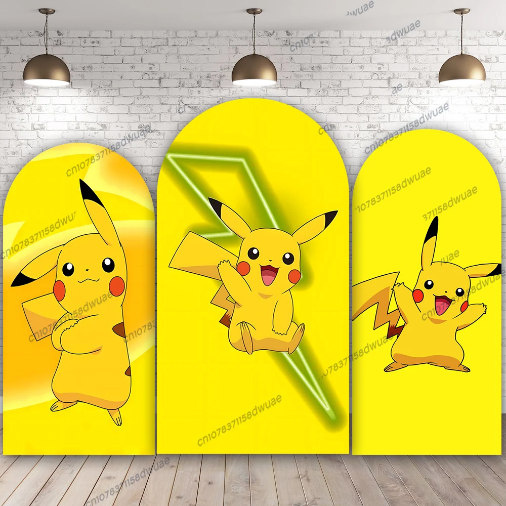 

Pokemon Pikachu Birthday Party Photo Background Baby Shower Arch Photo Backdrop Cartoon Banner Photography Backdrop