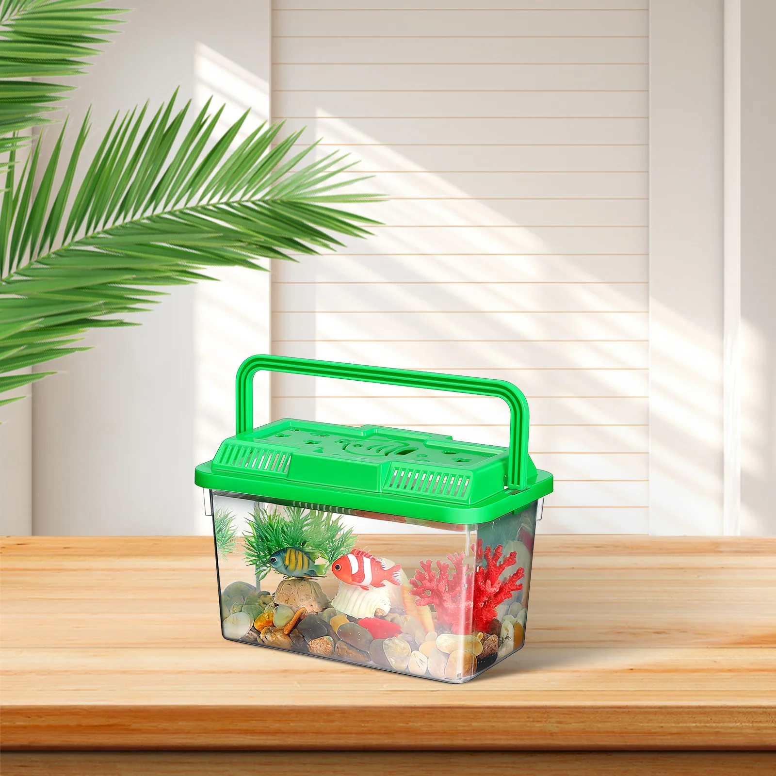 

Portable Fish Tank Transparent Pet Carrier For Turtle Hamster Reptile Small Aquarium Travel Box Plastic Container