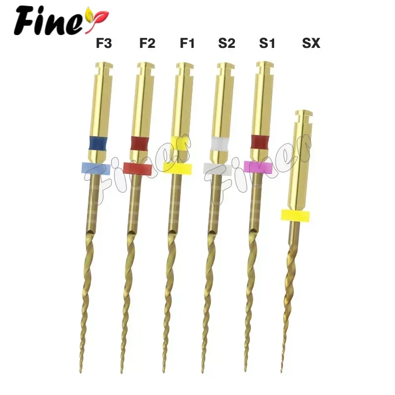 6pcs Dental Pro Gold Taper Endo Files Root Canal Taper Endodontic File Heat Activated Endodontic Files SX-F3 Engine Use Files