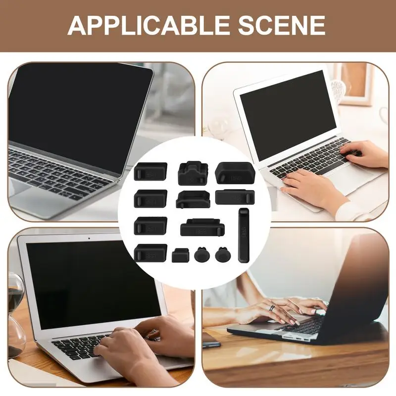 USB Port Cover 13pcs Silicone USB Type C Notebook Dustproof Stopper Laptop Universal Dust Plug Computer Interface Waterproof
