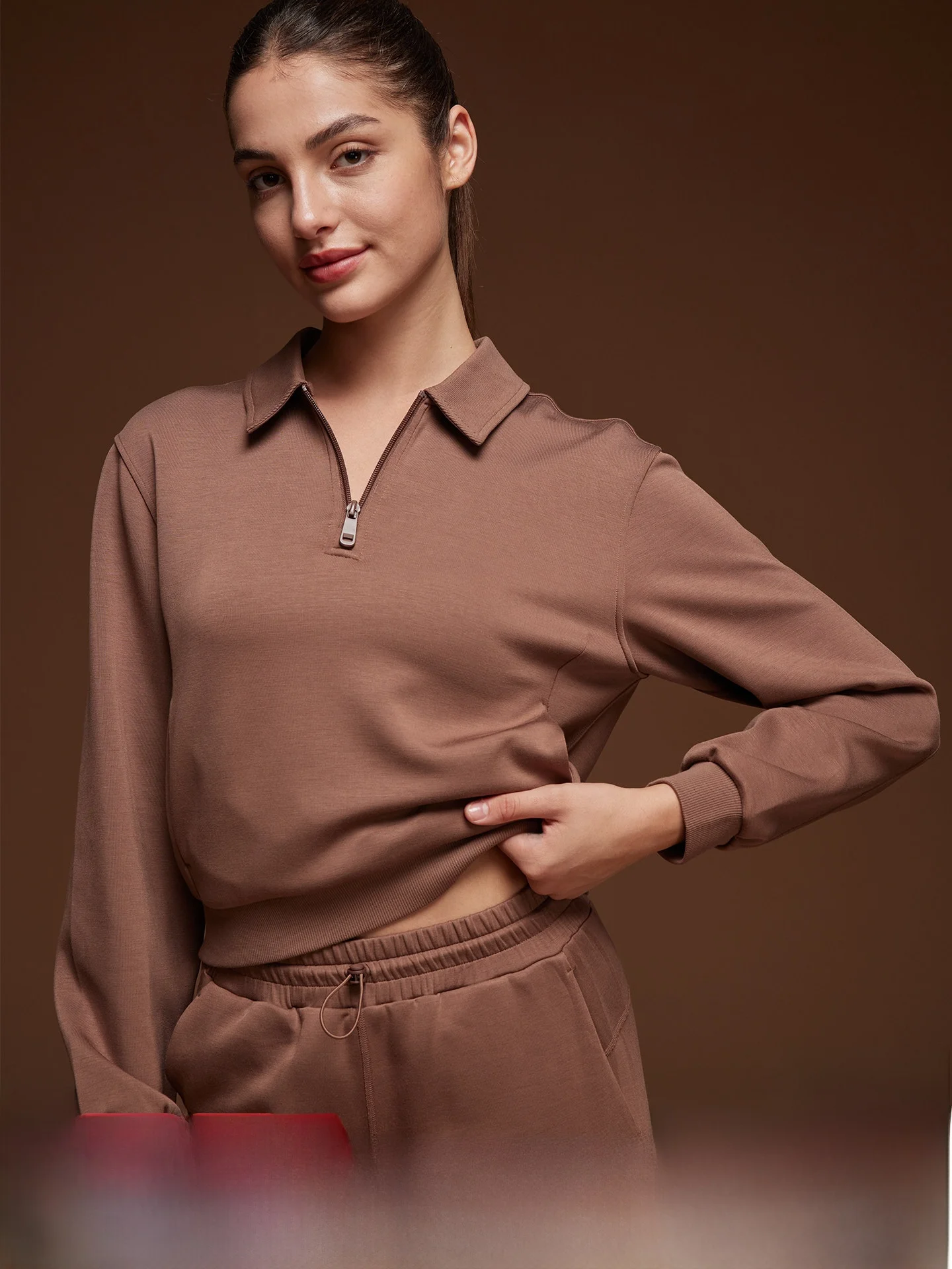 Casual Zipper Long Sleeve  Collar Sweatshirt Women's Loose Fit Comfortable Leisure Pullover Half Zipper Fashion Top