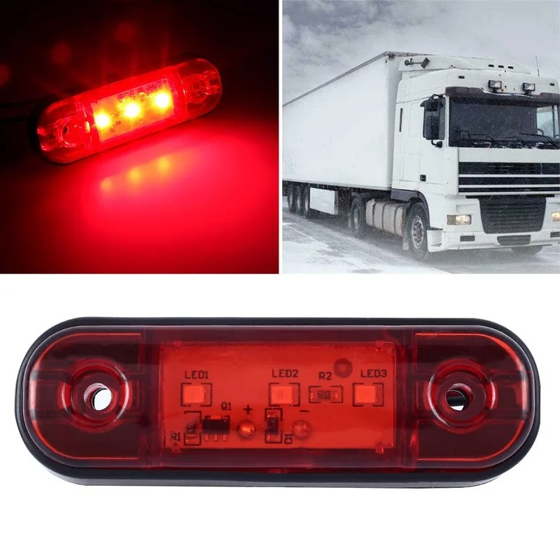 Luces Led laterales de 12v / 24v para remolque, camión, caravana, luz de señalización lateral, lámpara Led para camión, ámbar, rojo, blanco, 9-30V