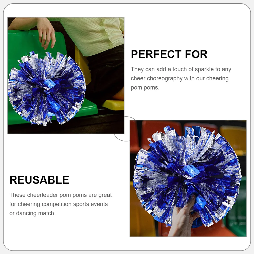 6 Pcs Aerobics Flower Ball Cheer Pom Props Leader Pompom Blue Cheerleader Pompoms Cheerleading