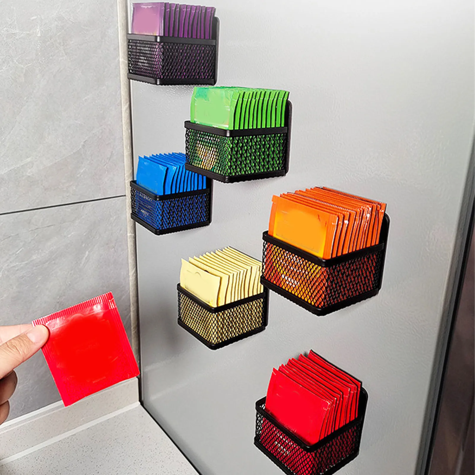 

Magnetic Tea Bag Shelf Magnetic Tea Bag Organizer Metal Tea Storage Box Holder for Fridge Kitchen Countertop Cabinet Pantry