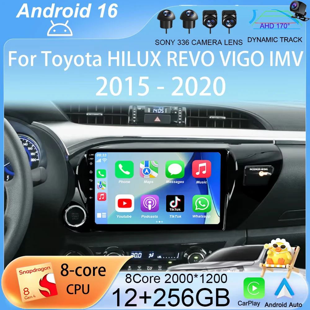

Автомагнитола Android 16 Carplay для Toyota HILUX REVO VIGO IMV 2015-2020, мультимедийный GPS-навигатор, стереосистема 2Din, DVD, Wi-Fi