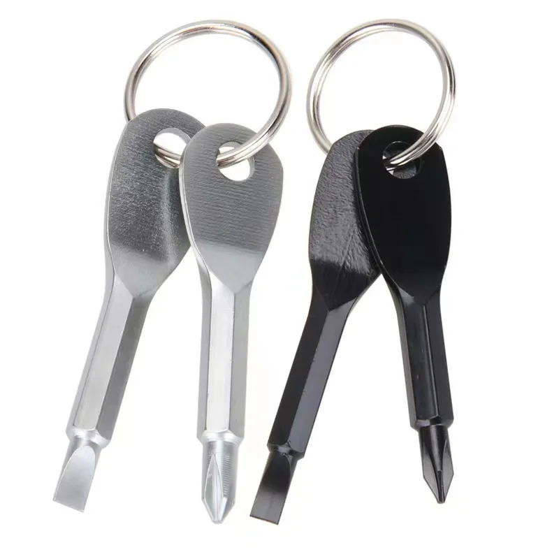 1 Set Stainless Steel Mini EDC Multifunction Screwdriver Key Shape Slotted Screwdrivers Keychain Pocket Repair Tool hand tools