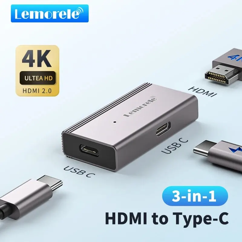 Lemorele HDMI na USB C 4k 60Hz AR Konwerter okularów Adapter HDMI Wyświetlacz do przenośnych konsol do gier USB-C Różne pudełko TV