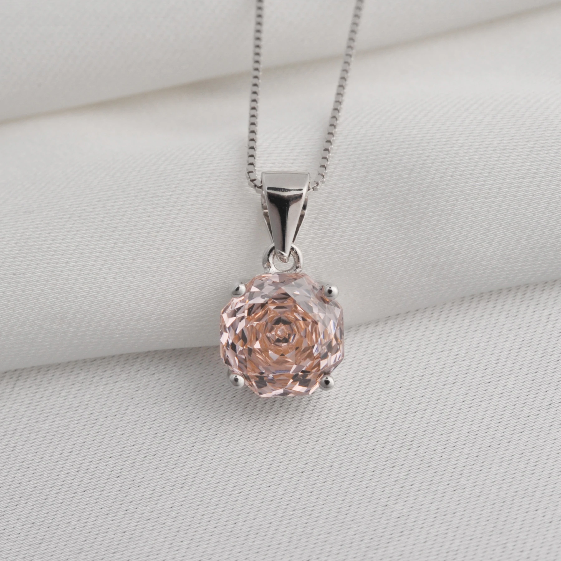 POTIY 2ct Morganit Rosa Kubisches Zirkonium CZ Achteckiger Rosenschliff Anhänger Ohne Kette 925 Sterling Silber Geschenk für Sie – Detail 11