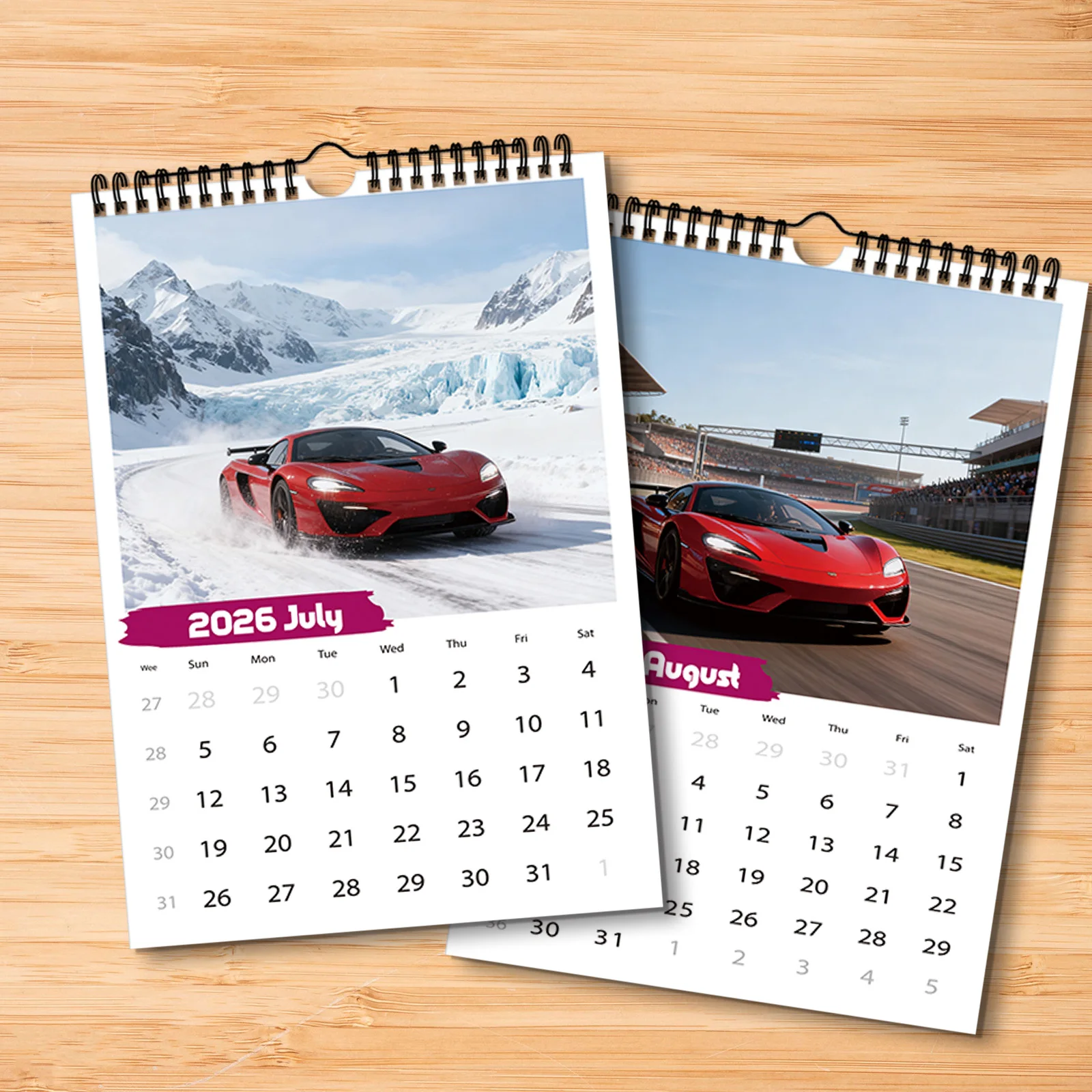 Calendario a tema auto sportiva 1PC 2026, per la visualizzazione delle date, la decorazione domestica, un regalo elegante per amici e familiari