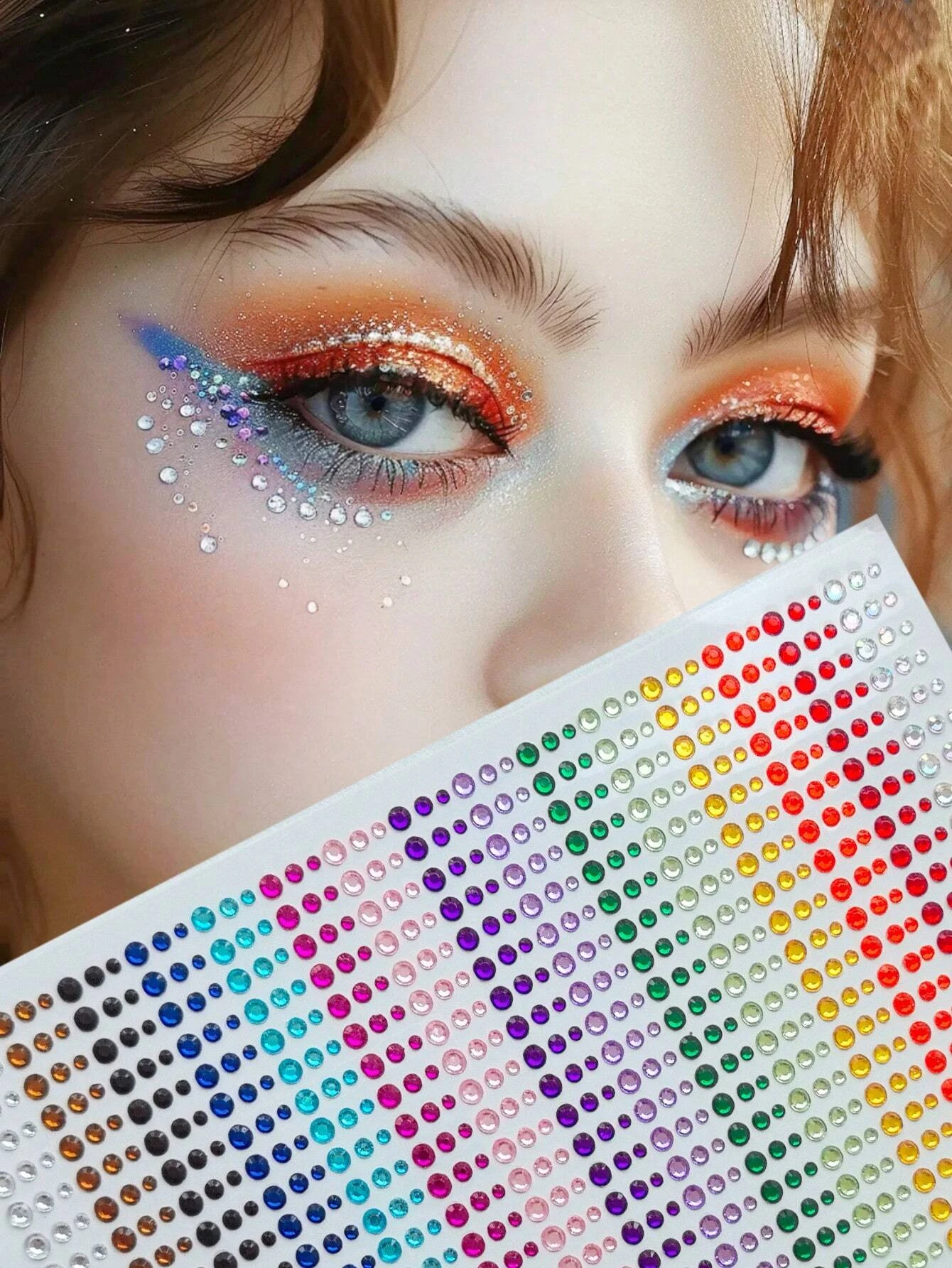1/2 Stuks 900 Pillen Regenboog Kleur Stereo Gezicht Glittry Gem Stickers Muziek Festival Bruiloft Bruid Bruidsmeisje make Up Gereedschap