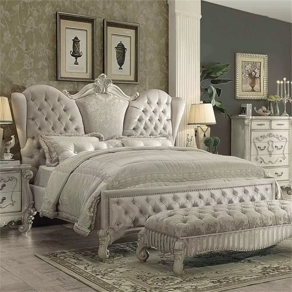 

Versailles Upholstered Queen Bed in Ivory and Bone White Beds