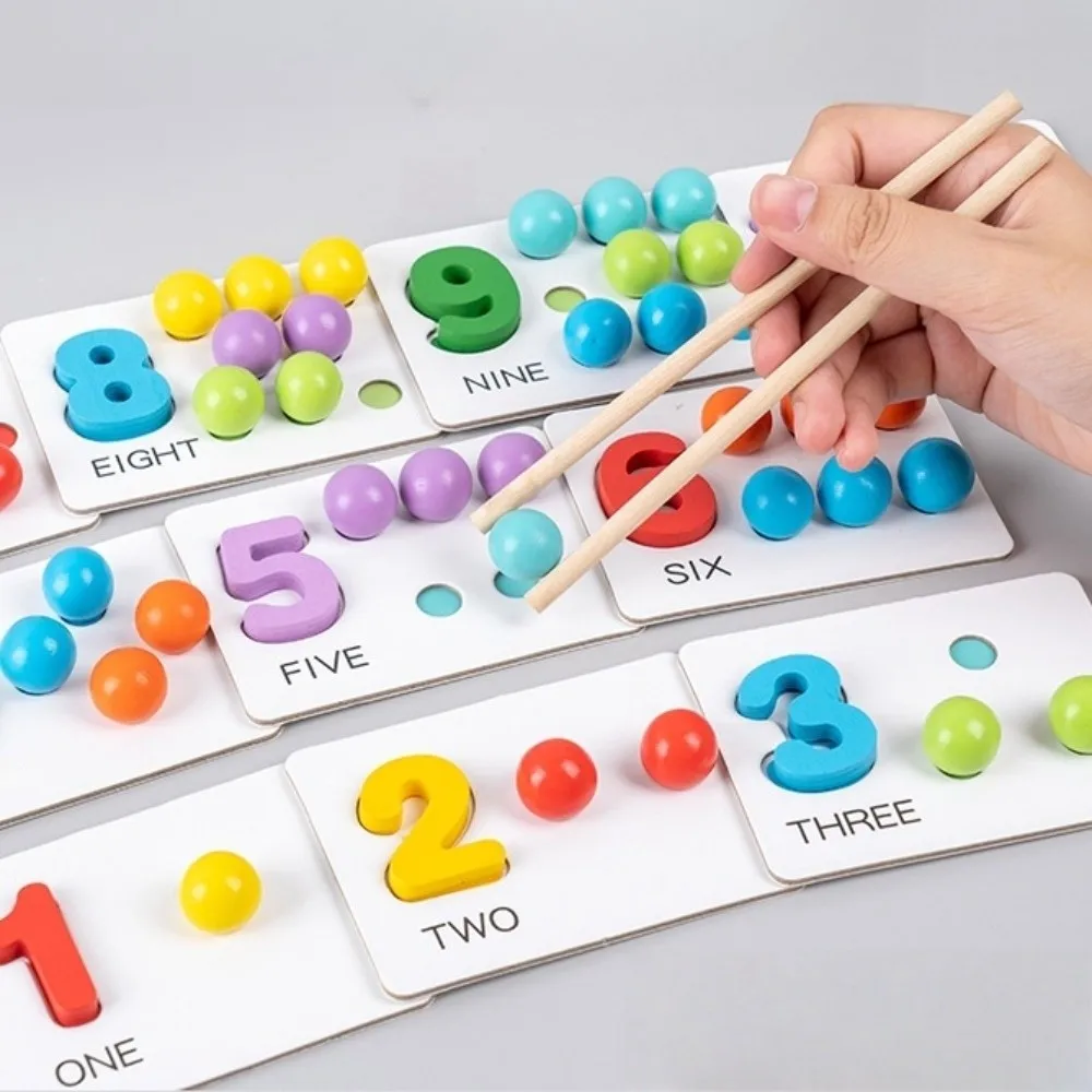 Wooden Clip Beads Early Educational Colorful Color Matching Beads Game Fine Motor Training Arithmetic Color Sorting Matching